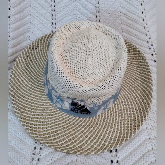 Kate Lord  Golf Straw Hat PGA West Womens M/L Blue Ribbon Bow Floral Summer - Picture 3 of 10